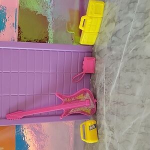 Vintage Barbie Yellow boombox Walkman Pink guitar Pink boom box Cosette holder
